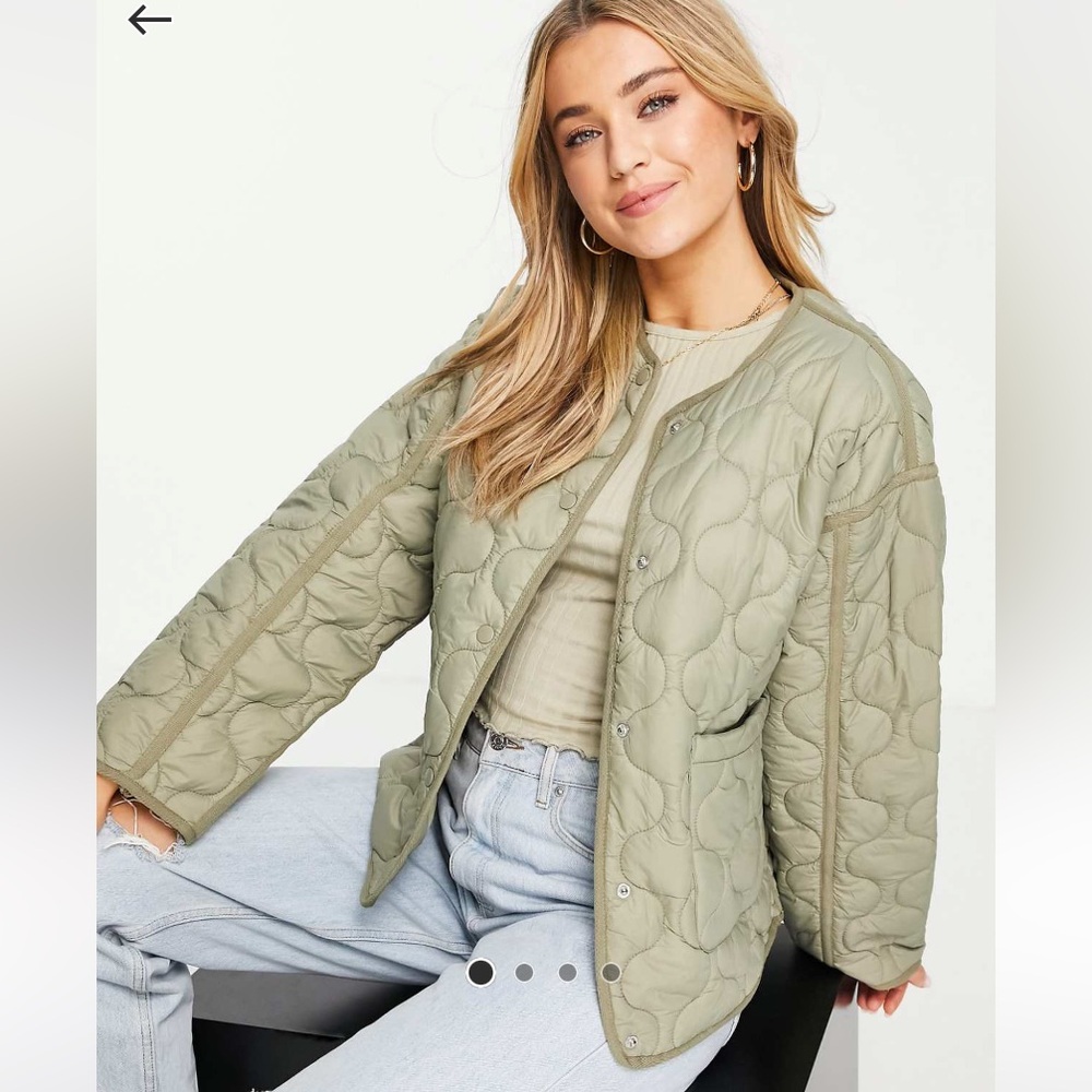 Pull&Bear Light Green Quilted Puffer Jacket